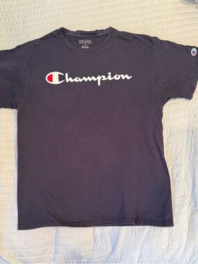 Champion Navy Tee with White and Red Logo